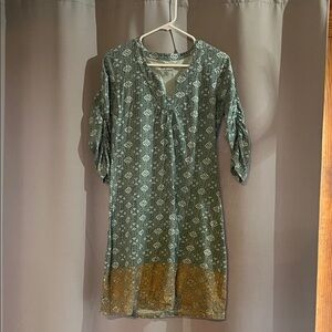 Woolrich Green and Gold Long Sleeve Dress
